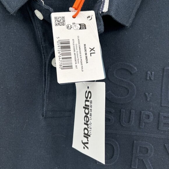Superdry‎ Men's Classic Embossed Pique Polo shirt Size XL Black - Picture 3 of 10